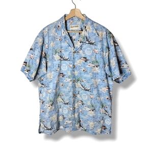 Vintage Kamp Shirt Men's XL Coast Guard Hawaiian Retro Coastal Button-Up